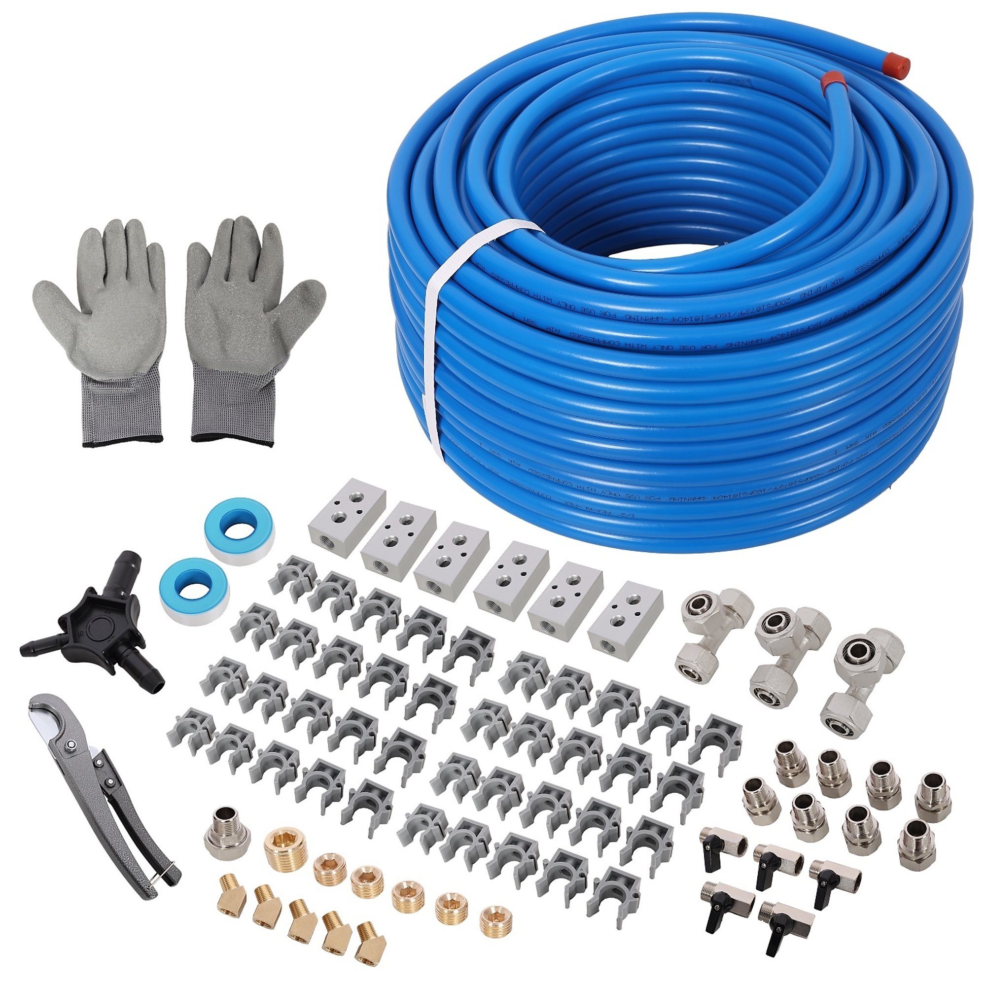 BlackTeck Air Compressor Piping Kit — 1/2in. x 200ft., PEX-AL-PEX Tubing, Blue, Model# N2-220510